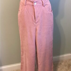 Pink Wide-Leg Corduroy Pants